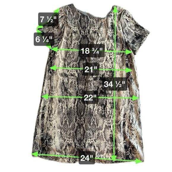 She + Sky Snakeskin Print Lined Short Sleeve Mini Shift Dress Size L Gray White - Picture 8 of 13